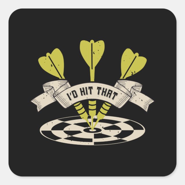 Pegatina Cuadrada Darts - Golpearía ese Bullseye (Anverso)