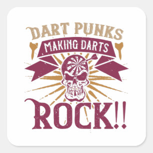 Pegatina Cuadrada Darts - Punks Dart que hacen rocas a los dardos!