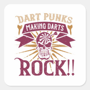 Pegatina Cuadrada Darts - Punks Dart que hacen rocas a los dardos!
