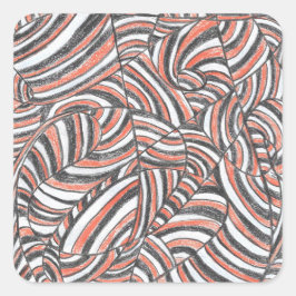 Pegatina Cuadrada Darya | Arte abstracto dibujado a mano