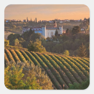 Pegatina Cuadrada d'Asti de Costilgiole, Piamonte, Italia