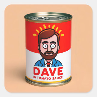 Pegatina Cuadrada Dave en salsa de tomate