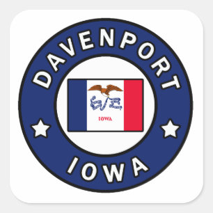 Pegatina Cuadrada Davenport Iowa