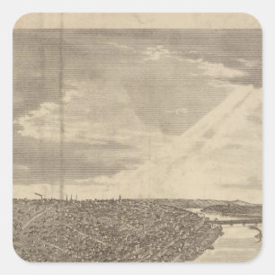 Pegatina Cuadrada Davenport, Iowa, visto desde el suroeste