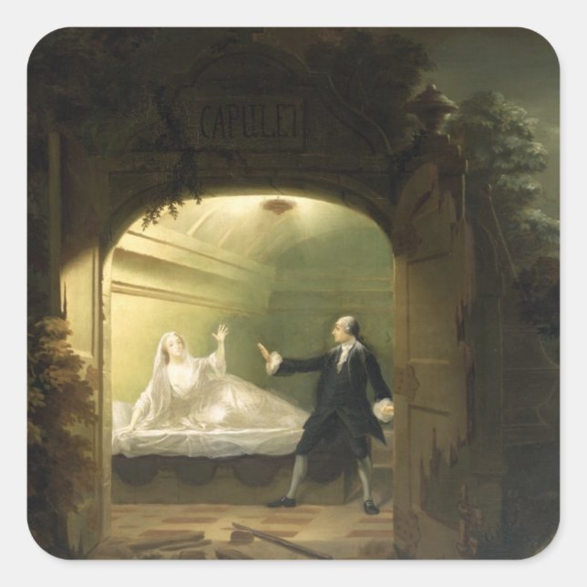 Pegatina Cuadrada David Garrick (1717-79) y George Anne Bellamy ( (Anverso)