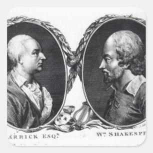 Pegatina Cuadrada David Garrick y Shakespeare