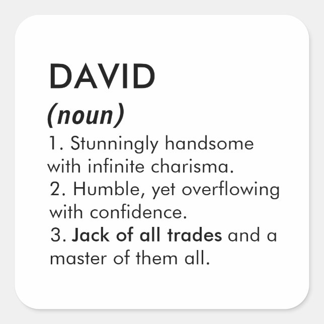 Pegatina Cuadrada David name, Editable name, Custom name (Anverso)