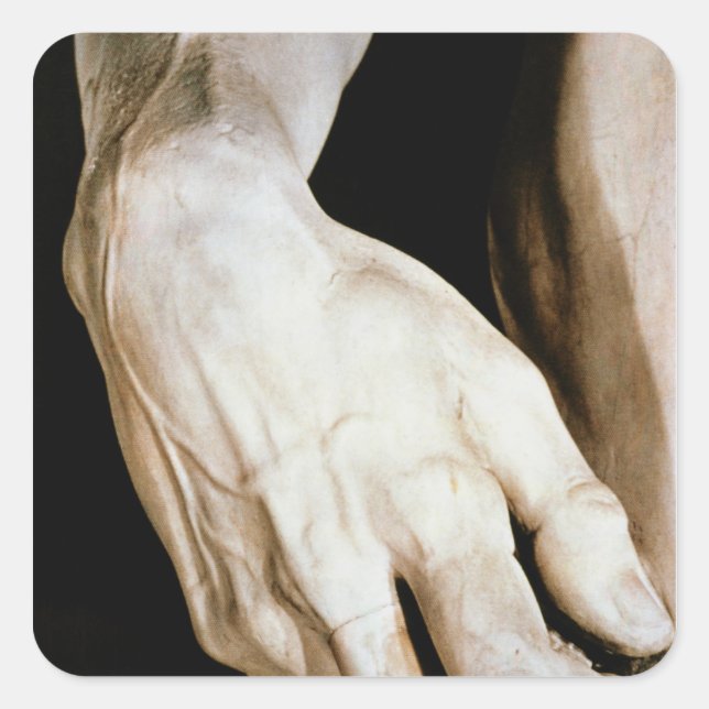 Pegatina Cuadrada David por Michelangelo Buonarroti , 1501-04 (Anverso)