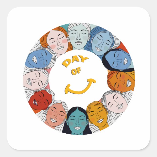 Pegatina Cuadrada Day of Happiness  (Anverso)