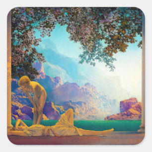 Pegatina Cuadrada Daybreak, 1922 por Maxfield Parrish
