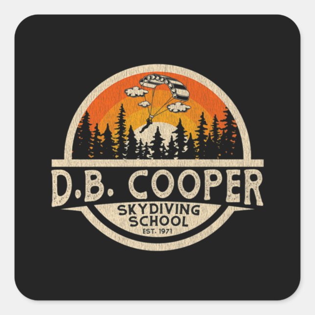 Pegatina Cuadrada DB Cooper Classic (Anverso)