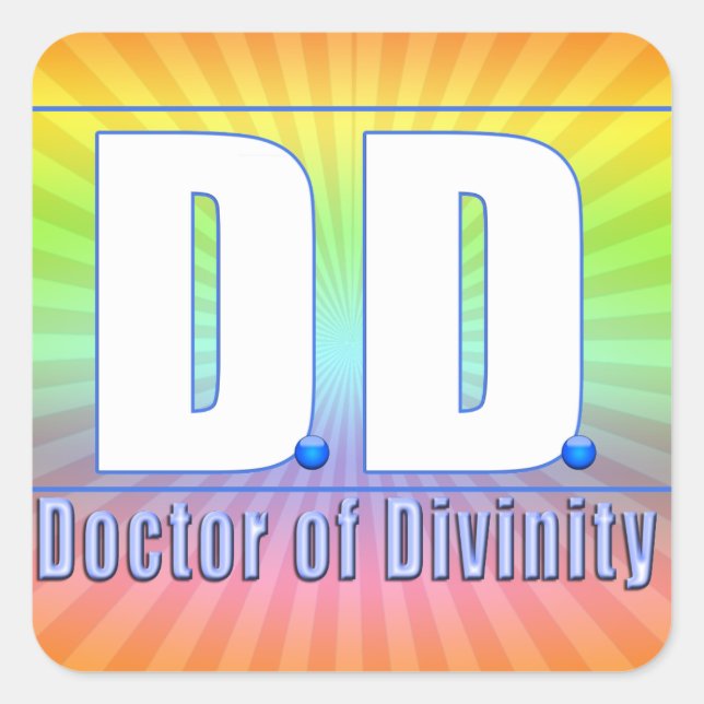Pegatina Cuadrada DD Médica de Divinity Acronym LOGO (Anverso)
