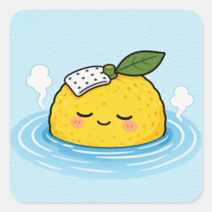 Pegatina cuadrada de baño de yuzu relajada