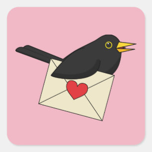 Pegatina Cuadrada De Blackbird con amor