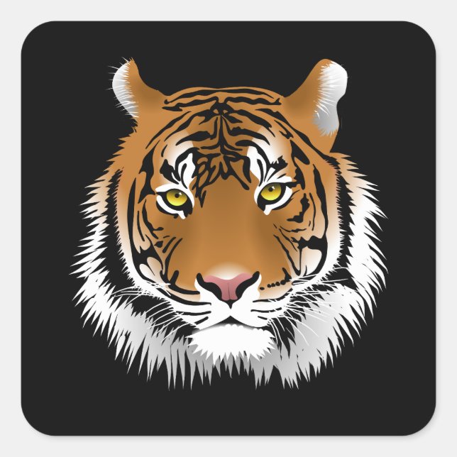 Pegatina cuadrada de cara de tigre (Anverso)