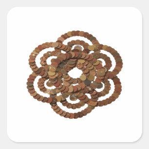 Pegatina cuadrada de círculos de moneda de COBRE d