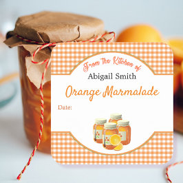 Pegatina cuadrada de cítrico naranja para conserva
