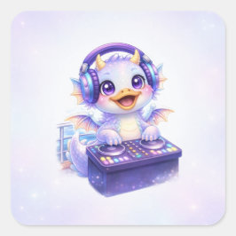Pegatina cuadrada de DJ Dragon linda