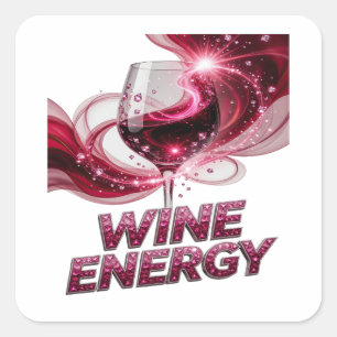 Pegatina cuadrada de ENERGÍA DE VINO Rosa Fresco
