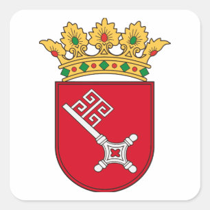 Pegatina Cuadrada De escudos de armas de Bremen