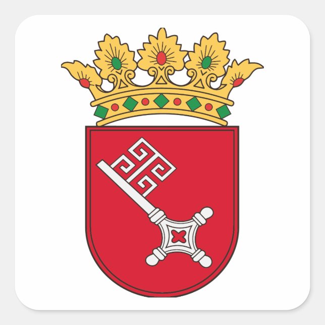 Pegatina Cuadrada De escudos de armas de Bremen (Anverso)
