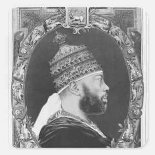 Pegatina Cuadrada de Etiopía, Menelik II