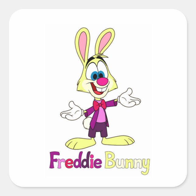 Pegatina cuadrada de Freddie Bunny (Anverso)