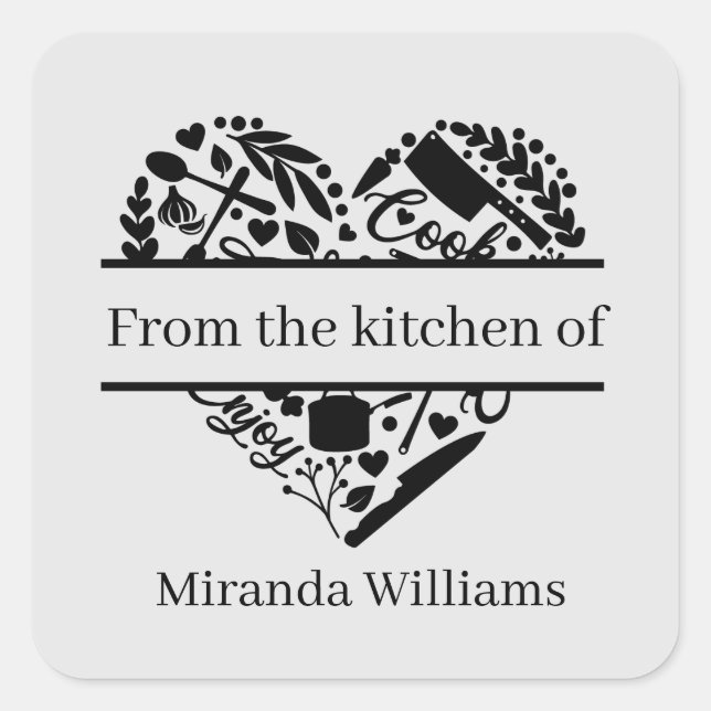 Pegatina Cuadrada De la cocina de add name (Anverso)