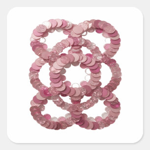 Pegatina cuadrada de lentejuelas rosa plateadas ge