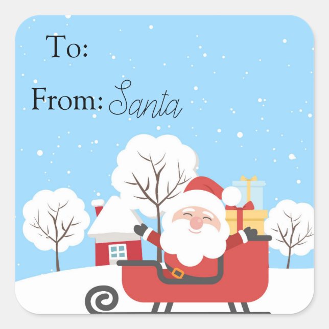 Pegatina Cuadrada De los Pegatinas de Santa Square de 3 pulgadas (ho (Anverso)