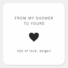 Pegatina Cuadrada De Mi Ducha a la Tuya Favor Moderno para Despedida