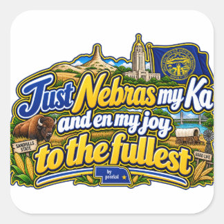 Pegatina cuadrada de Nebraska