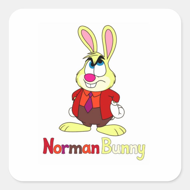 Pegatina cuadrada de Norman Bunny (Anverso)