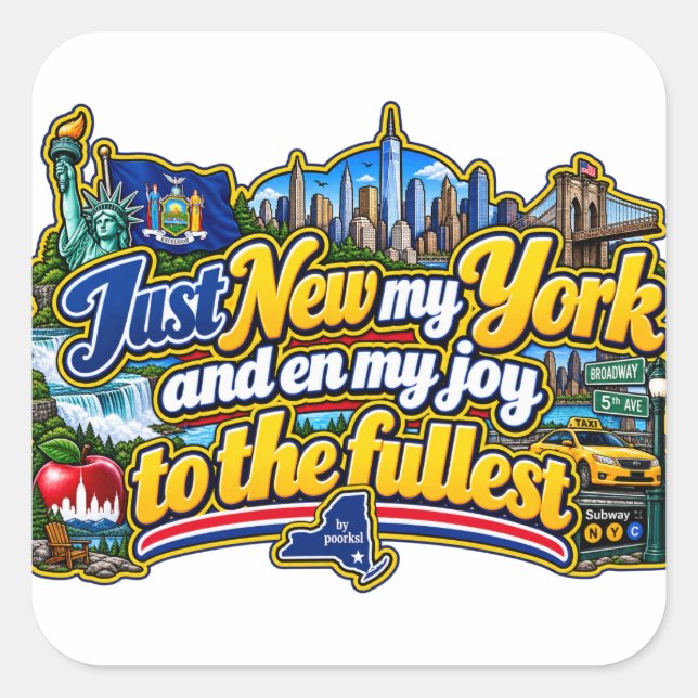 Pegatina cuadrada de Nueva York (Anverso)
