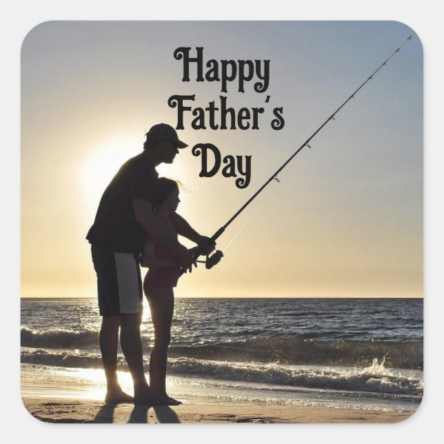 Pegatina cuadrada de Papá Pescador (Anverso)
