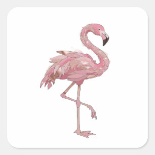 Pegatina cuadrada de plata FLAMINGO