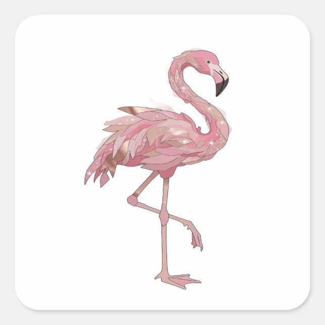 Pegatina cuadrada de plata FLAMINGO (Anverso)