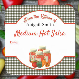 Pegatina cuadrada de verduras para salsa enlatada