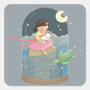 Pegatina Cuadrada De vez en cuando: El Ilustracion del hígado del co