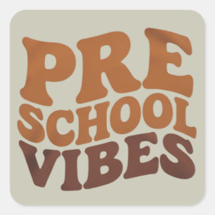 Pegatina Cuadrada De vuelta a la escuela primer día de preescolar Gr