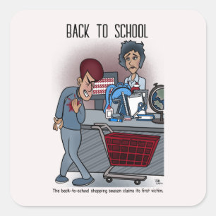 Pegatina Cuadrada De vuelta a las compras en la escuela