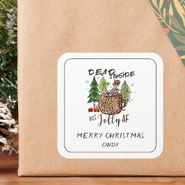 Pegatina Cuadrada Dead Inside Jolly AF Christmas Funny Quote