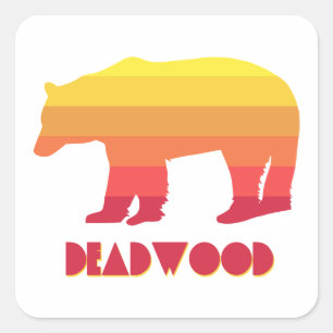 Pegatina Cuadrada Deadwood South Dakota Rainbow Bear