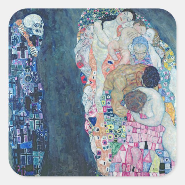 Pegatina Cuadrada Death and Life, c.1911 (aceite sobre lienzo) (Anverso)