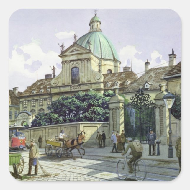 Pegatina Cuadrada Debajo del Palacio Belvedere de Viena (Anverso)