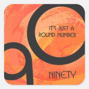 Pegatina Cuadrada Década naranja 90 cumpleaños