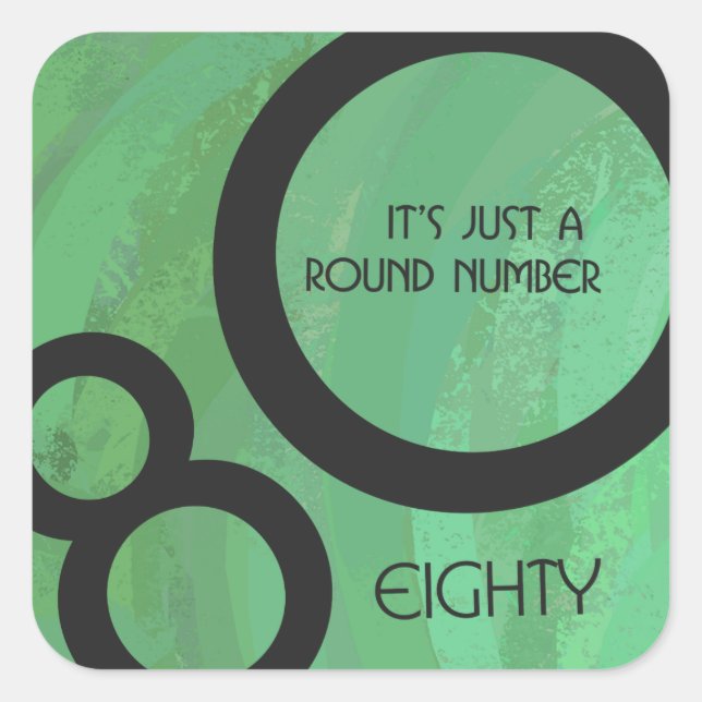 Pegatina Cuadrada Década Verde 80 cumpleaños (Anverso)