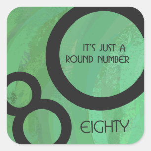 Pegatina Cuadrada Década Verde 80 cumpleaños