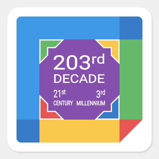Pegatina Cuadrada Decenio 203 (Año Nuevo 2021-2030) (Anverso)