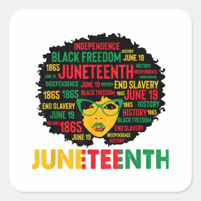 Pegatina Cuadrada Decimoctava mujer reina afroamericana afro negro (Anverso)